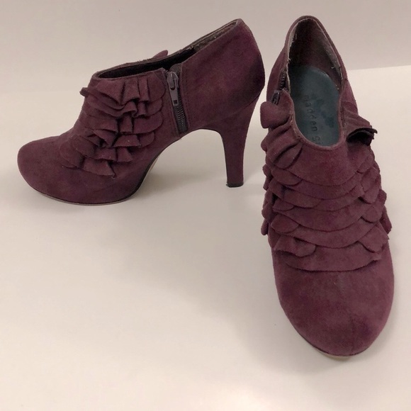 Madden Girl Shoes - Madden Girl 9 Purple Ankle Boot Heel shoe Platform Ruffle side zipper Excellent